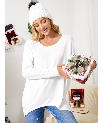 Women's Off-Shoulder Batwing Sleeve Blouse Casual Loose Oversized Baggy T-Shirt Sweater Pullover Top White $18.35 Sweaters