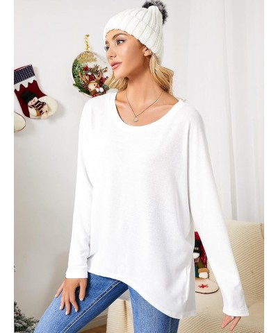 Women's Off-Shoulder Batwing Sleeve Blouse Casual Loose Oversized Baggy T-Shirt Sweater Pullover Top White $18.35 Sweaters