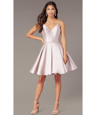 Women's Short Homecoming Dresses for Teens 2024 V Neck Satin Prom Cocktail Gowns Pink $26.03 Dresses