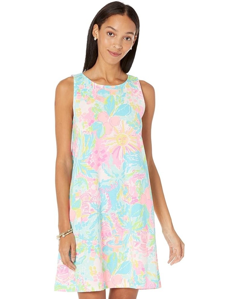 Kristen Dress for Women - Criss Cross Back Straps Detailing and All Over Print, Colorful and Chic Drezs Multi Sunshine State ...