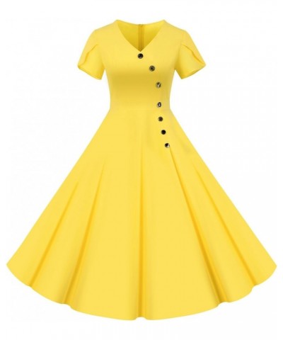 Women's 1950s Vintage Rockabilly Tea Dress Polka Dot 50's 60's Wedding Dress Above Knee Length Skater Dress C02-yellow $6.27 ...