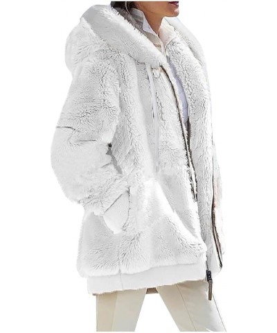 Womens Winter Coats Fleece Sherpa Jacket Comfy Zip Up Hoodie Casual Fuzzy Jackets Plus Size Warm Clothes Outerwear B-white $9...