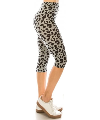 High Waisted Plaid & Wild Print Leggings for Women - Plaid, Leopard, Snake Skin, Polka dot Capri Desert Leopard $10.25 Leggings