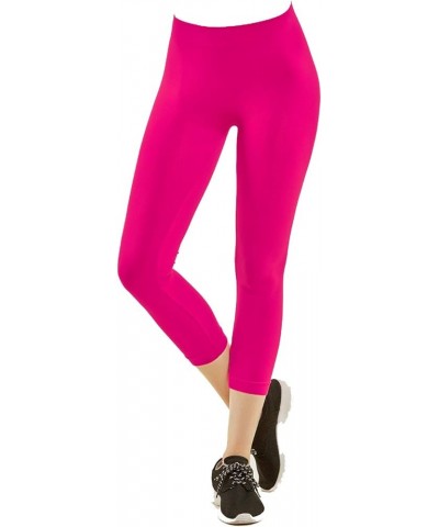 Nylon Spandex Womens Capri Leggings Hot Pink $8.11 Leggings