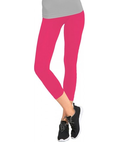 Nylon Spandex Womens Capri Leggings Hot Pink $8.11 Leggings