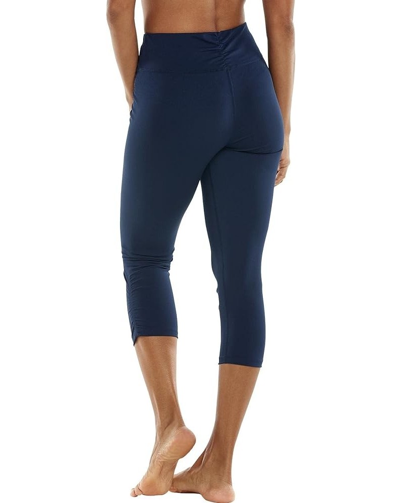 UPF 50+ Women's Swell Wave Swim Capris - Sun Protective Navy $26.46 Swimsuits