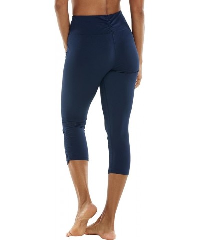 UPF 50+ Women's Swell Wave Swim Capris - Sun Protective Navy $26.46 Swimsuits