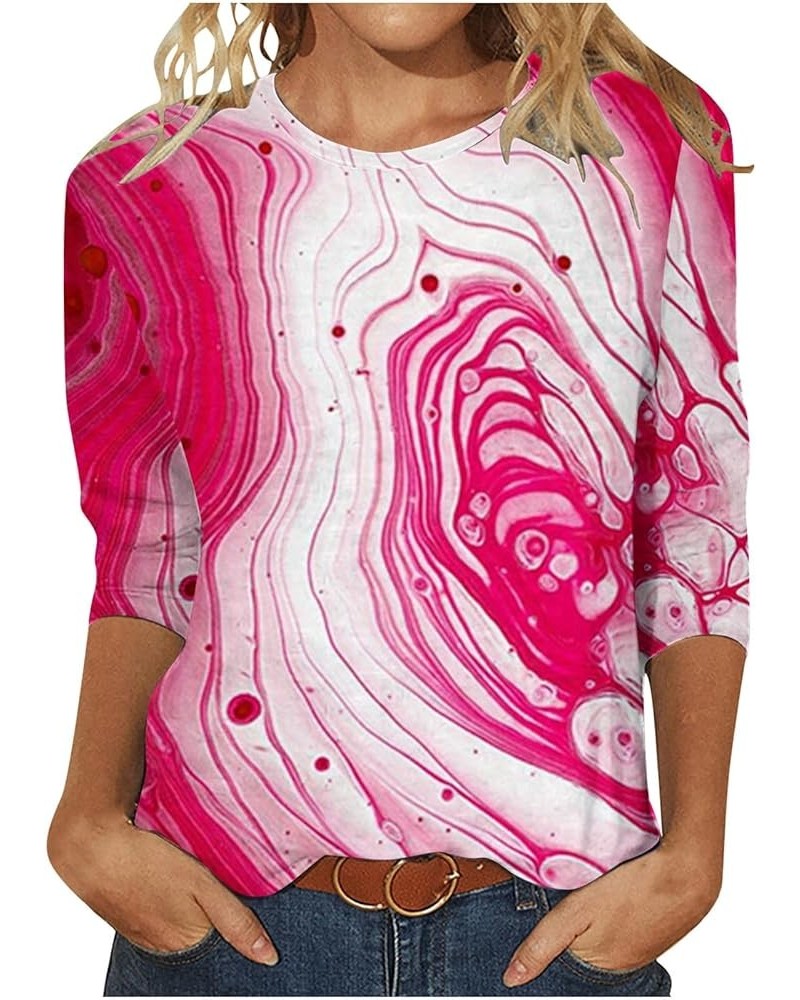 Camiseta sin Mangas para Mujer Camiseta cómoda de Encaje agujeros Blusa sólida Manga Larga Cuello en V túnicas, L-816 Pink $6...