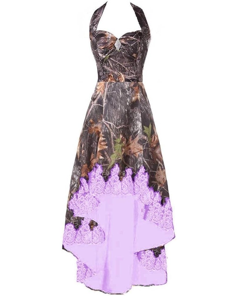 Camouflage and Lace Country Bridal Wedding Dress High Low Formal Dresses Lilac $36.64 Dresses