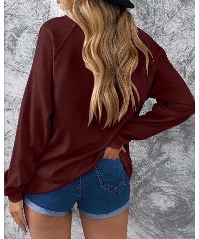 Women's Zip Up Sweatshirt Casual Long Sleeve Lapel Drawstring Oversized Quarter Zipper Pullover Fall Tops for Women Maroon $1...