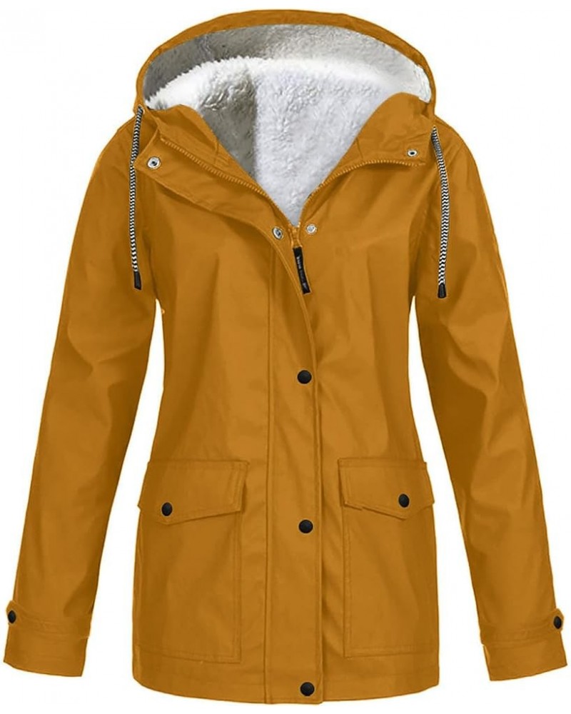 Women's Fleece Lined Jacket 2023 Fashion Winter Warm Coat Outdoor Waterproof Hooded Raincoat Plus Size Windbreaker Khaki $12....