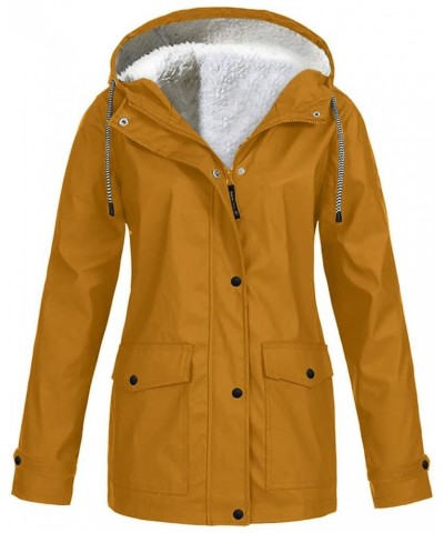 Women's Fleece Lined Jacket 2023 Fashion Winter Warm Coat Outdoor Waterproof Hooded Raincoat Plus Size Windbreaker Khaki $12....