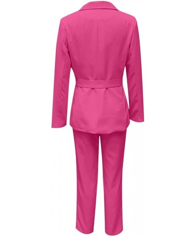 2 Piece Outfits Women Business Blazer Pant Suit Set Long Sleeve Open Front Elegant Blazer for Office Work Set Suit Hot Pink $...