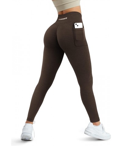 Women Seamless Workout Leggings with Pockets Scrunch Butt Lifting Gym Leggings High Waisted Yoga Pants 0 Brown Side Pockets $...