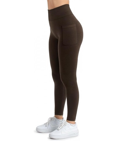 Women Seamless Workout Leggings with Pockets Scrunch Butt Lifting Gym Leggings High Waisted Yoga Pants 0 Brown Side Pockets $...