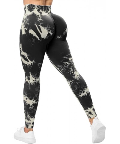 Tie Dye Seamless Leggings for Women High Waist Workout Yoga Pants Scrunch Butt Lifting Compression Tights 2 Black $11.75 Acti...