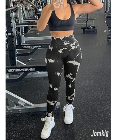 Tie Dye Seamless Leggings for Women High Waist Workout Yoga Pants Scrunch Butt Lifting Compression Tights 2 Black $11.75 Acti...