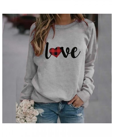 Women Valentines Day Tops Heart Love Print Long Sleeve Crewneck Pullover Shirts Oversize Trendy Funny Loose Blouse Fgrey $7.3...