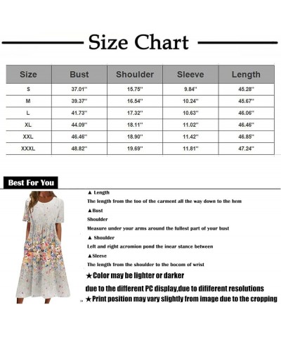 Sundresses for Women 2024 Trendy Crew-Neck Short Sleeve Flowy Stretchy Ruffle Floral Print Womens Summer Tops 2024 09-mint Gr...