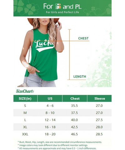 Women's St. Patrick's Day Green Tank Tops Lucky Shamrock Clover Sleeveless Shirt A-lucky $11.75 Tops