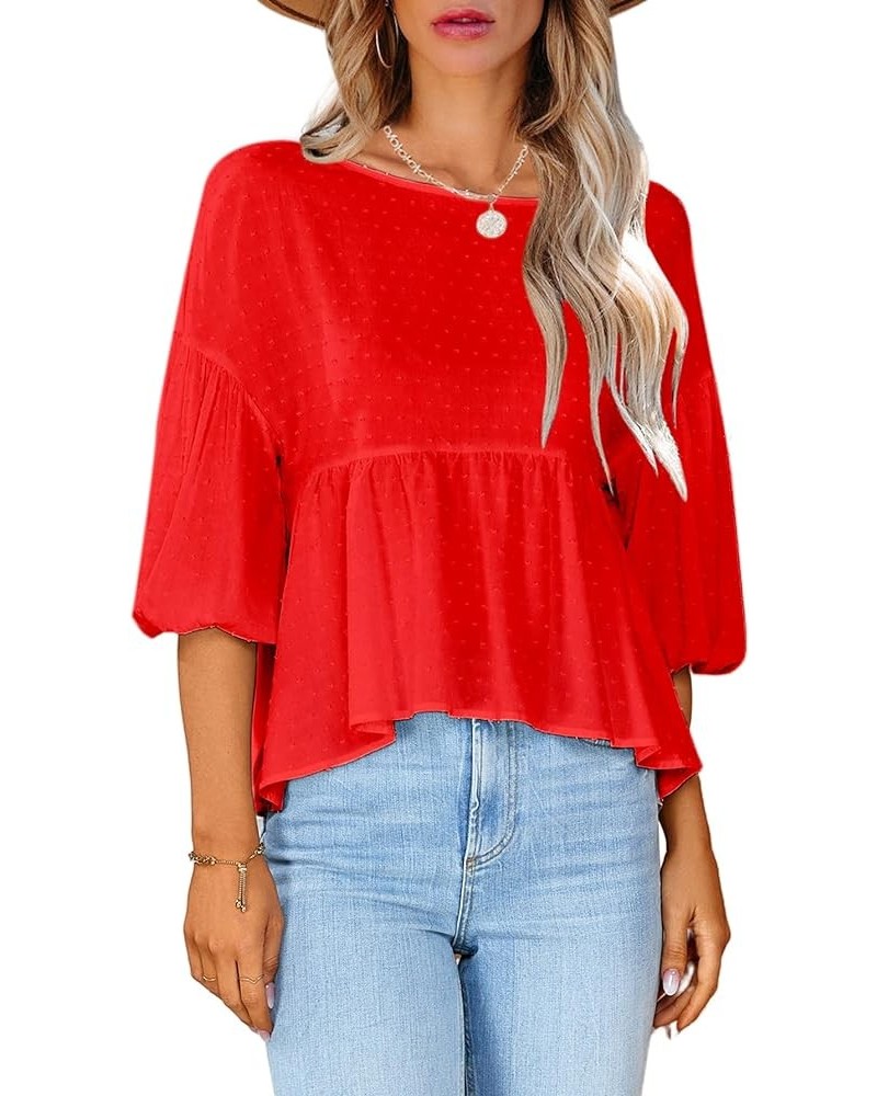 Business Casual Tops for Women V Neck Work Shirts Long Sleeve Chiffon Blouses Professional Outfits with Cufflinks A-red $10.5...