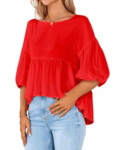 Business Casual Tops for Women V Neck Work Shirts Long Sleeve Chiffon Blouses Professional Outfits with Cufflinks A-red $10.5...