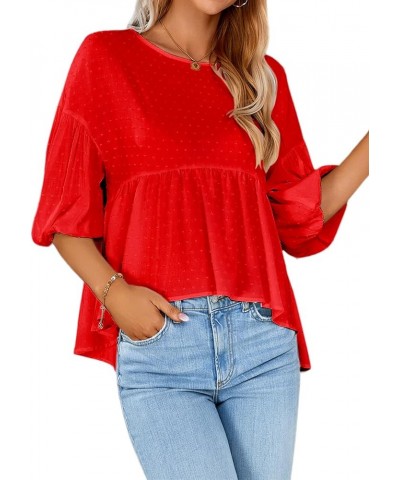 Business Casual Tops for Women V Neck Work Shirts Long Sleeve Chiffon Blouses Professional Outfits with Cufflinks A-red $10.5...