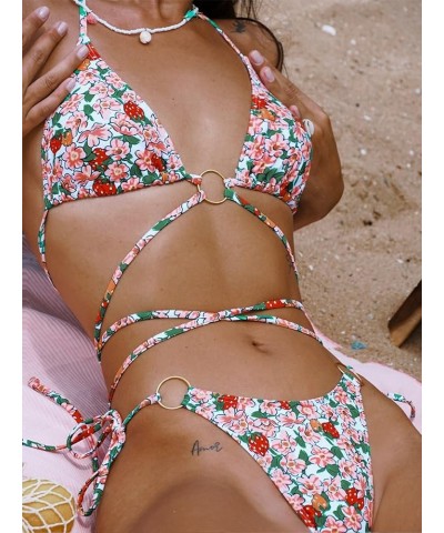 Sexy High Cut Blue Floral Bikini Sets Underwire Swimsuits for Women Push Up 2 Piece Bathing Suits Floral-10 $19.94 Swimsuits