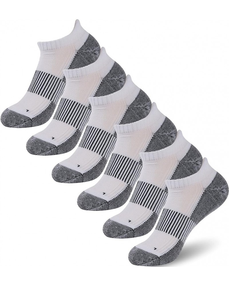 Copper Socks, Unisex Cushioned Sole Arch Support Athletic Ankle/Crew Running Hiking Compression Socks 6 Pairs- White&black $1...