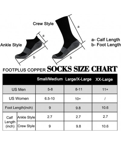 Copper Socks, Unisex Cushioned Sole Arch Support Athletic Ankle/Crew Running Hiking Compression Socks 6 Pairs- White&black $1...