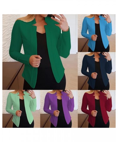 Womens Cropped Blazer Slim Fit Casual Fashion Solid Long Sleeve Open Front Cardigan Work Office Crop Suit Jackets C-navy $7.9...