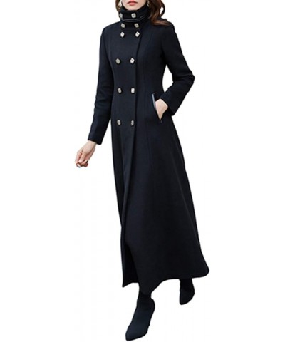 Women's Warm Long Wool Cashmere Winter Coat Thick Double-Breasted Jacket Style 5-black $73.52 Coats