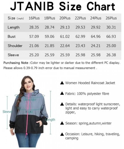 Women's Plus Size Raincoat Windbreaker Waterproof Jackets Packable Outdoor with Hooded 16Plus-26Plus Z-gray&black $14.50 Coats