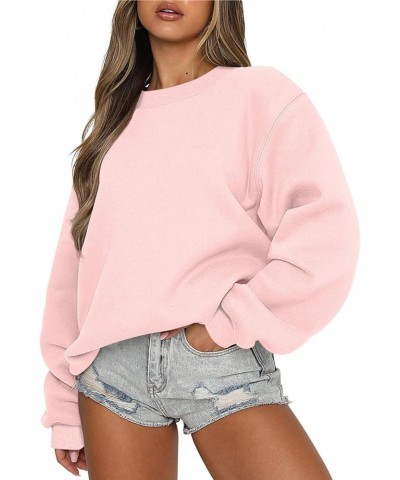 Fall Women Fashion 2023 Fall Womens Crew Neck Sweatshirts Tops Long Sleeve Casual Pullover Loose Sweatshirt Tops 02-pink $11....