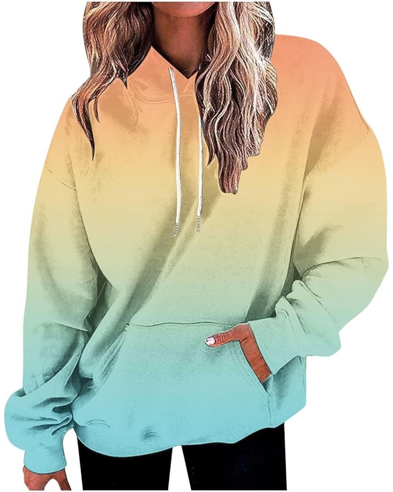 Oversized Hoodies for Women 2024 Fashion Ombre Tie Dye Sweatshirts Long Sleeve Hooded Pullover Plus Size Drawstring Tops 2min...