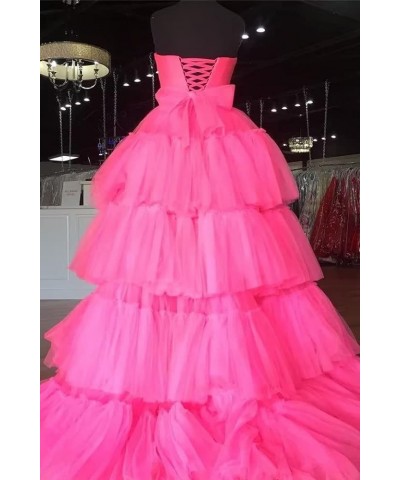 Women's High Low Prom Dresses Tulle Strapless Tiered Evening Ball Gown Formal Evening Party Gowns Olive $41.58 Dresses