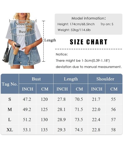 Women’s Vintage Washed Distressed Denim Vest Loose Mid Long Jean Vest Casual Sleeveless Denim Jacket Blue-3 $23.32 Jackets