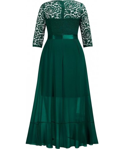 Women's Plus Size Elegant Ruffle Floral Lace Bridesmaid Maxi Dress Dark Green $42.89 Dresses