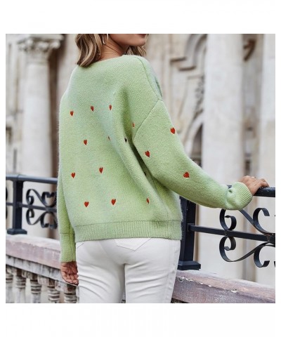 Valentine Heart Sweater for Women Valentine's Day Love Graphic Long Sleeve Pullover Tops Knitted Pullover Sweaters Green-7 $1...