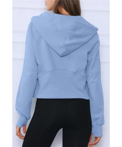 Women Long Sleeve Oversized Half Zip Pullover Sweatshirt Y2K Hoodie Sweater Trendy Fall Clothes Sky Blue $68.43 Sweaters