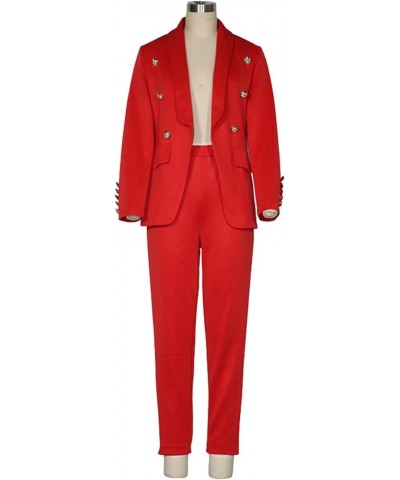 Womens Blazer Sets for Work Casual Business Cropped Blazers and Pants 2 Piece Fashion Suits Jacket Outfits A1-red $13.11 Blazers