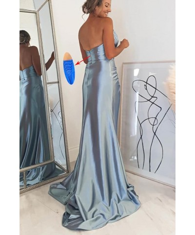 Women's Silk Satin Bridesmaid Dresses for Wedding Long Mermaid Formal Evening Gown with Slit Purple $34.19 Dresses