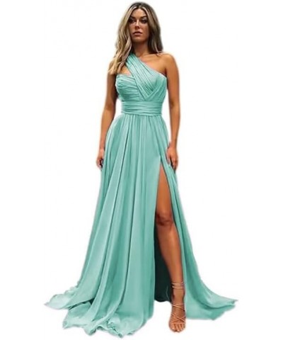 Women's One Shoulder Bridesmaid Dresses for Wedding Long Chiffon A-Line Slit Formal Evening Gown Lilac $29.14 Dresses