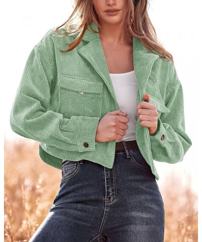 Women's Corduroy Cropped Jacket 2024 Winter Fall Lapel Button Down Casual Short Shacket Jackets Coats with Pockets Solid Ligh...