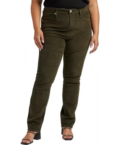 Women's Plus Size Ruby Mid Rise Straight Leg Pants Olive $27.35 Jeans