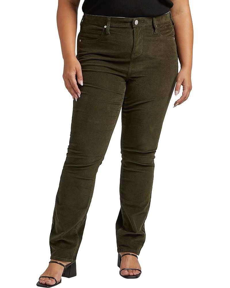 Women's Plus Size Ruby Mid Rise Straight Leg Pants Olive $27.35 Jeans