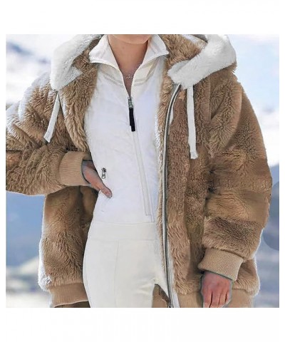 Women's 2024 Winter Cozy Coats Fleece Lined Sherpa Jacket Thick Fuzzy Tops Hoodie Full Zip Heat Warm Jackets 03 Khaki $13.56 ...