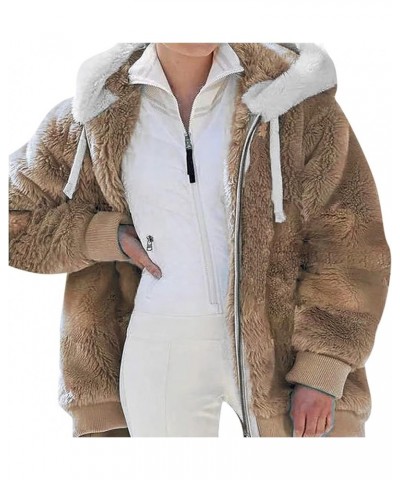 Women's 2024 Winter Cozy Coats Fleece Lined Sherpa Jacket Thick Fuzzy Tops Hoodie Full Zip Heat Warm Jackets 03 Khaki $13.56 ...