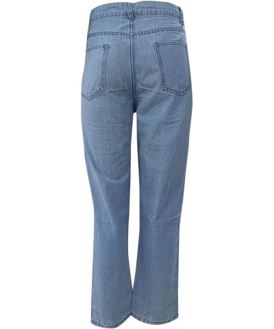 Womans Jeans, Womens Casual Jeans Distressed Pocket Blue Jeans Straight Wide Leg Denim Pants Ta1-black $11.95 Jeans