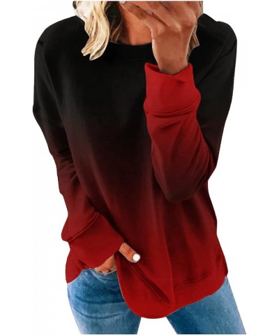 Womens Color Block Crewneck Sweatshirts Long Sleeve Shirts Blouse Casual Loose Pullover Tops Trendy Fall Clothes 2023 J023-wi...